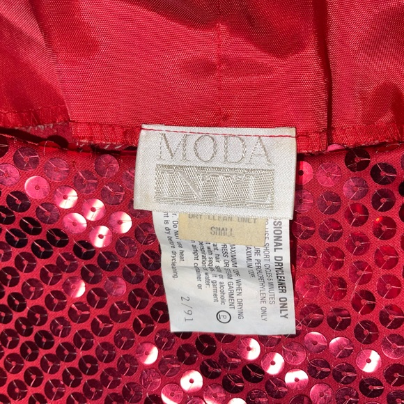 Moda Int’l Red Sequence Sequin Blouse Top Vintage 91 holiday Xmas party - Picture 3 of 5